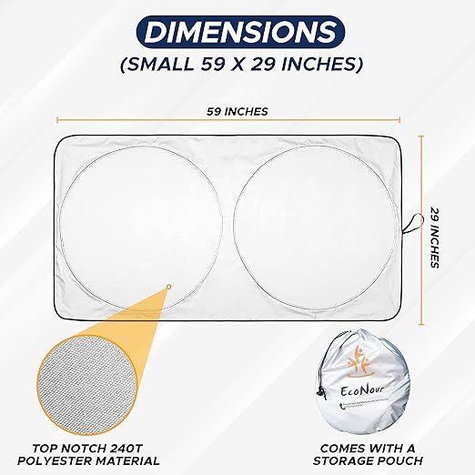 Econour car windshield sun shade with storage pouch